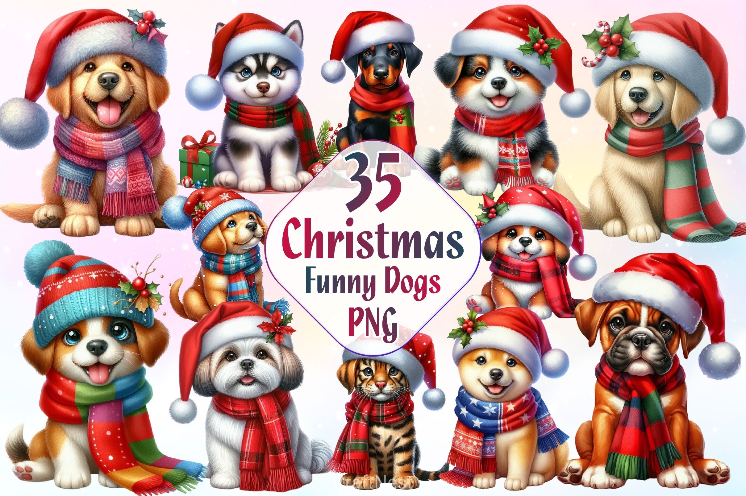 Christmas Dog Clipart Bundle 2