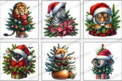 Animal Christmas Tree Clipart Bundle 1 - CraftNest - Digital Crafting and Art