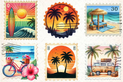 Retro Summer Postage Clipart Bundle - CraftNest - Digital Crafting and Art