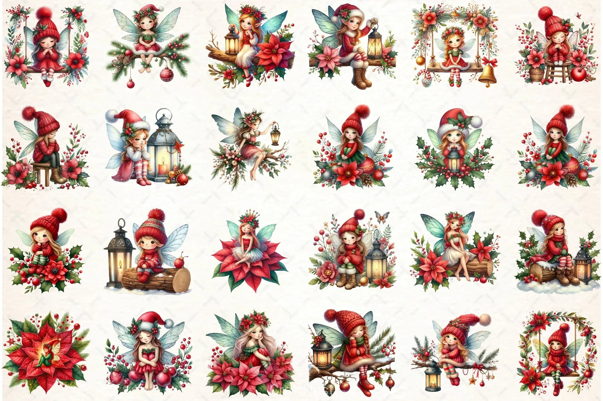 Fantasy Christmas Fairy Clipart Bundle - CraftNest - Digital Crafting and Art