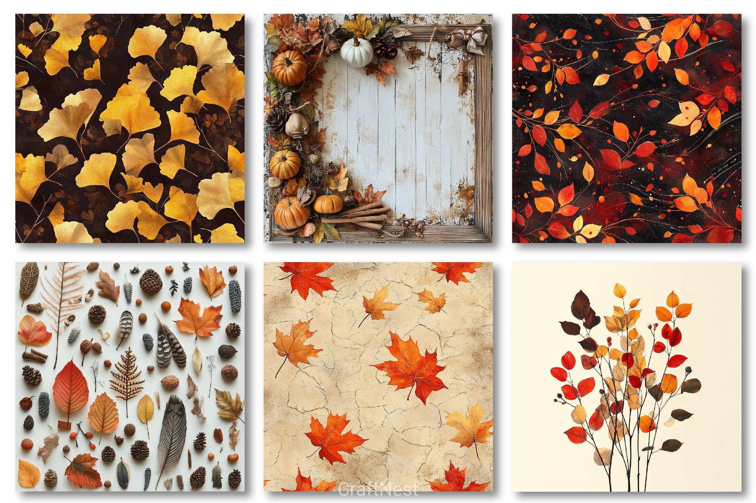 Autumn Digital Backgrounds Clipart Bundle