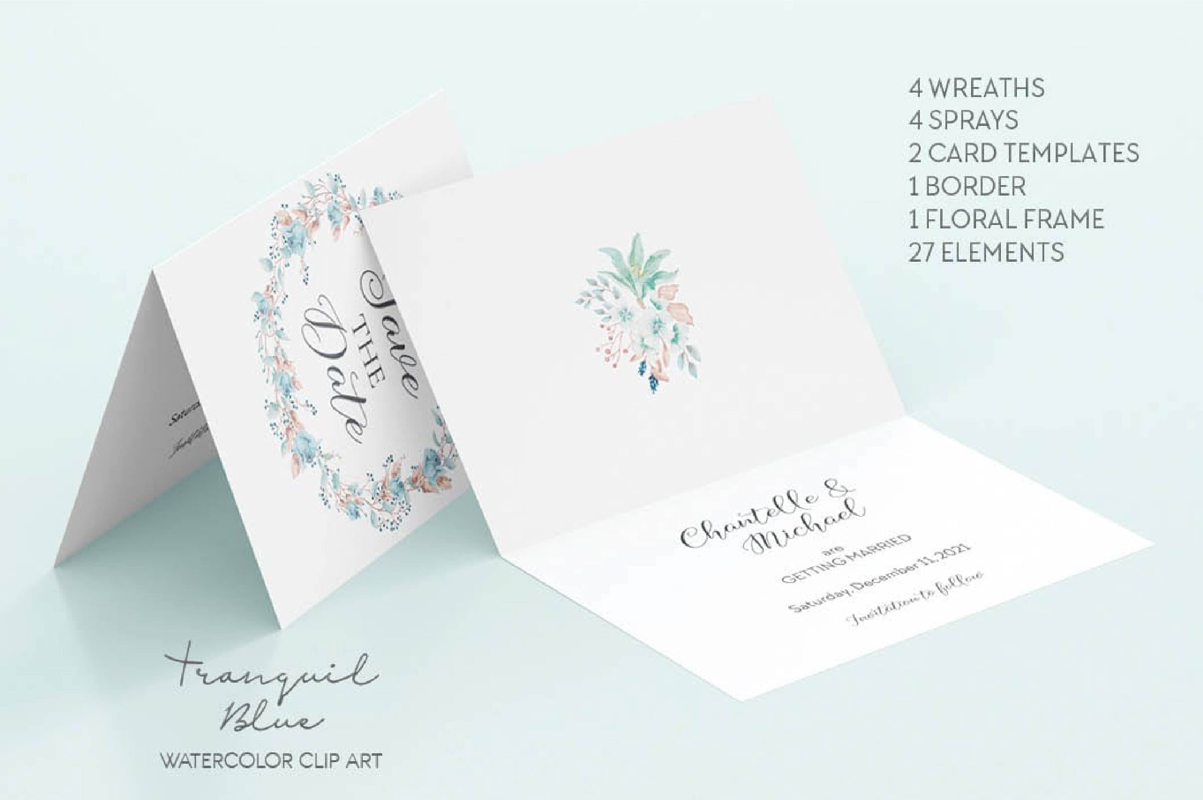 Tranquil Blue Clipart Bundle