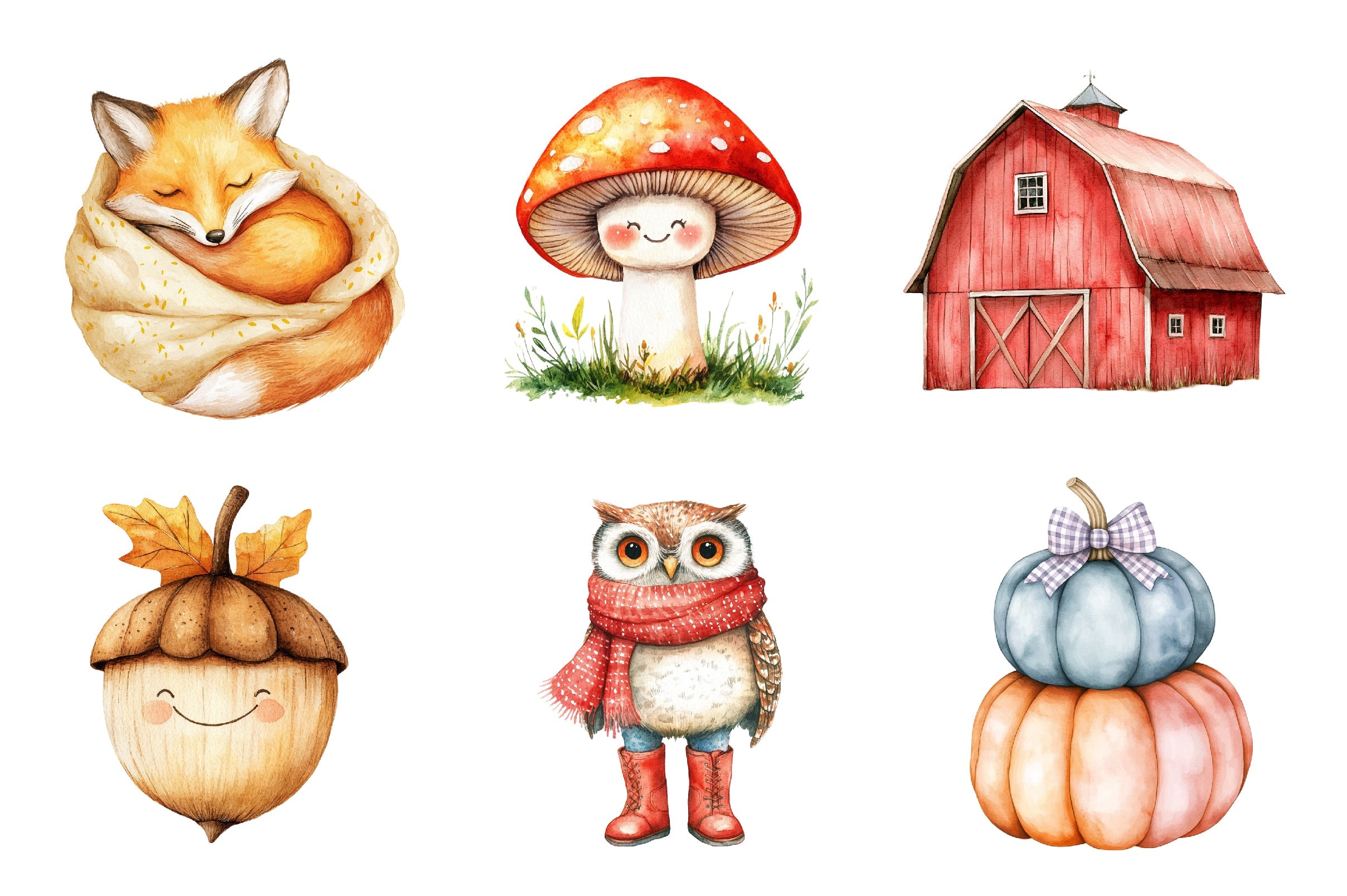 Cute Nursery Autumn Farmhouse Clipart Bundle
