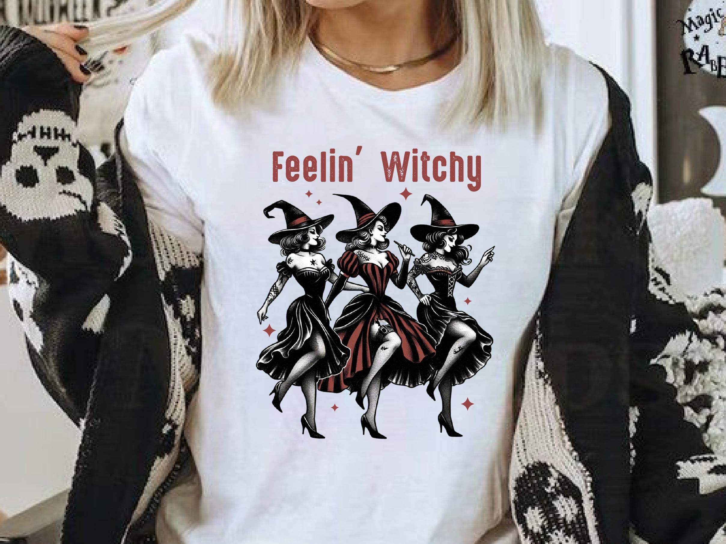 Feelin Witchy Retro Witch Halloween Clipart Bundle