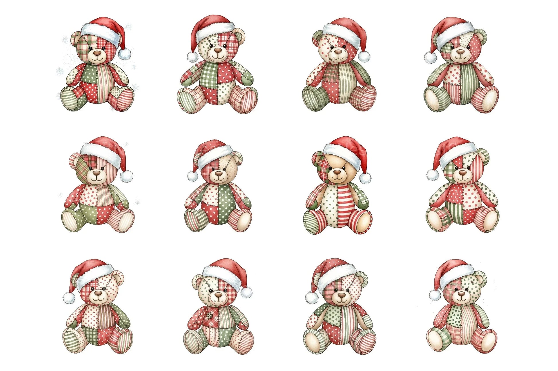 Patchwork Teddy Bear Clipart Bundle - CraftNest - Digital Crafting and Art