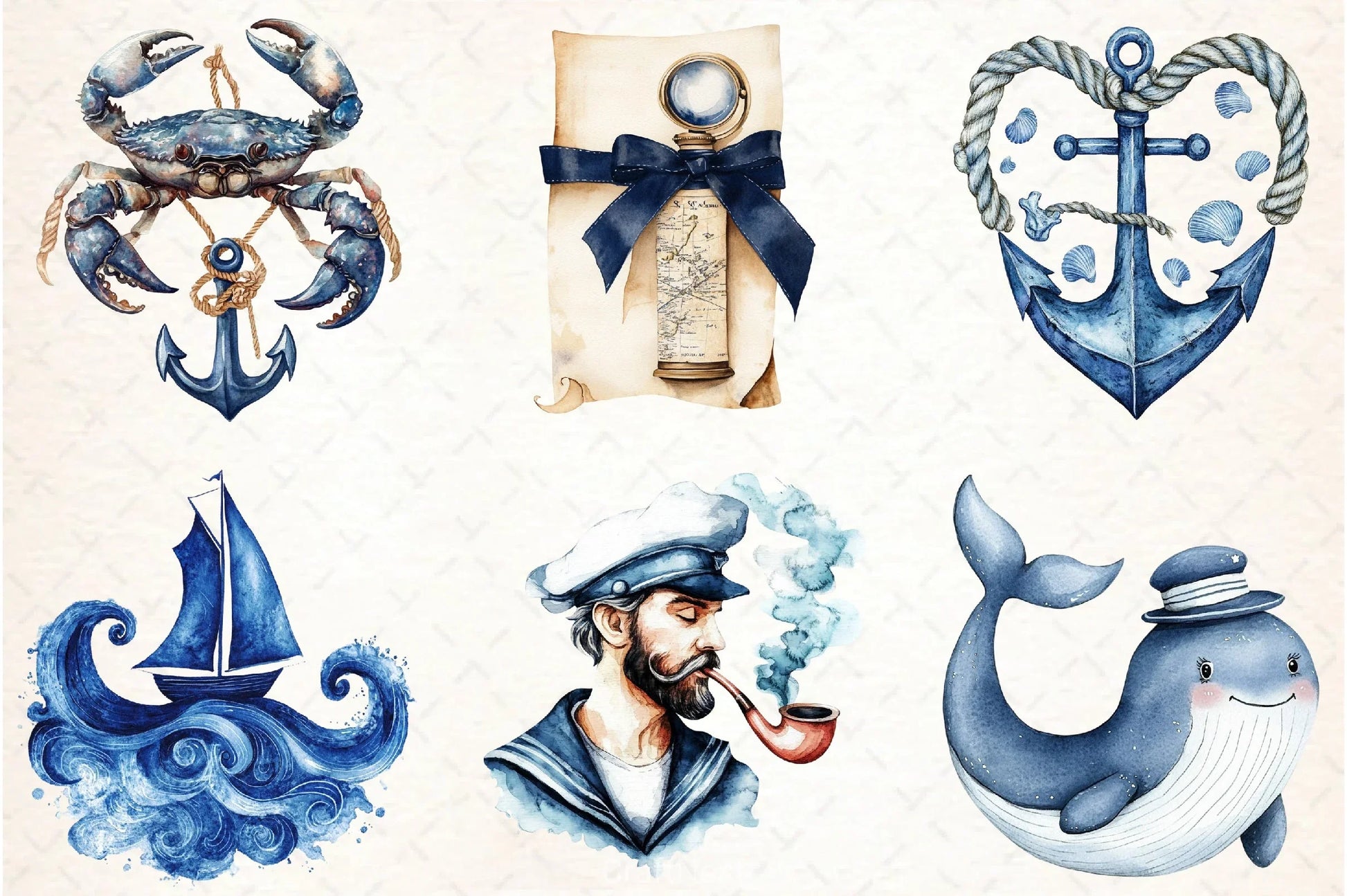 Blue Nautical Clipart Bundle  7 - CraftNest - Digital Crafting and Art