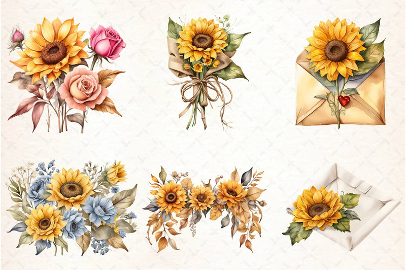 Sunflower Clipart Bundle 5 - CraftNest - Digital Crafting and Art
