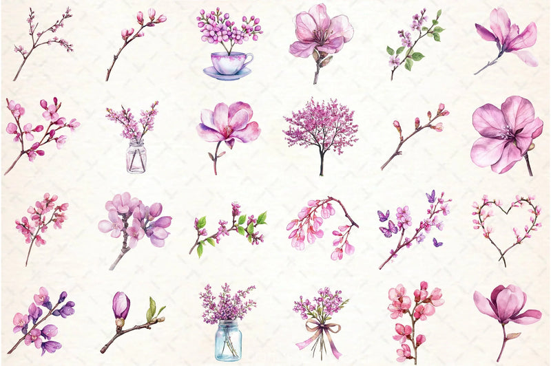 Spring Redbud Flower Clipart Bundle 3 - CraftNest - Digital Crafting and Art