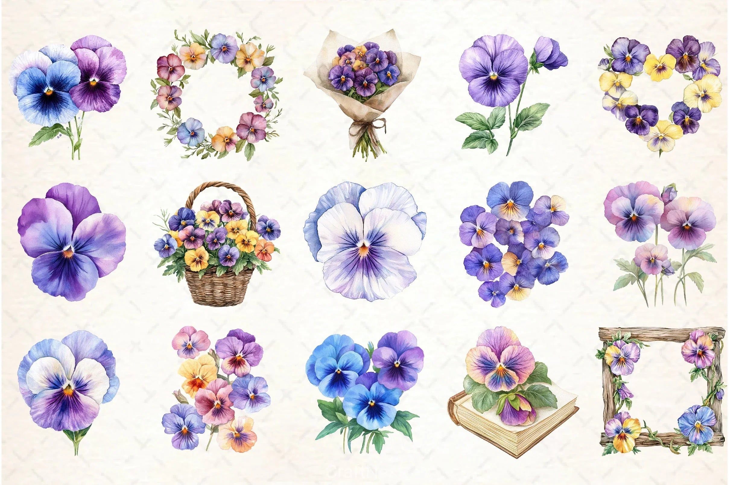 Pansy Flowers Clipart Bundle - CraftNest - Digital Crafting and Art