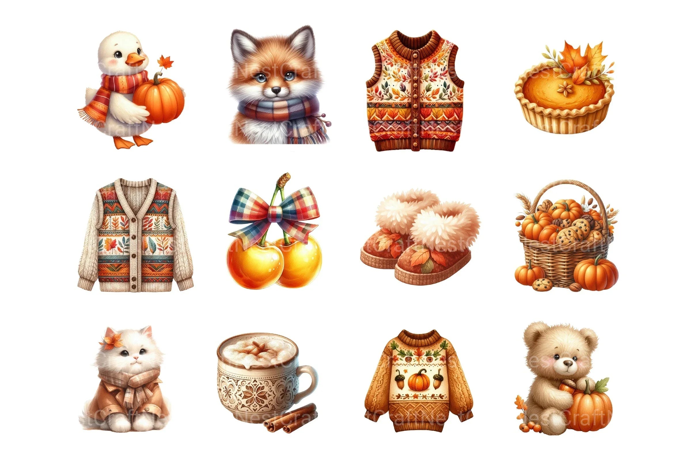 Cozy Fall Autumn Clipart Bundle - CraftNest - Digital Crafting and Art