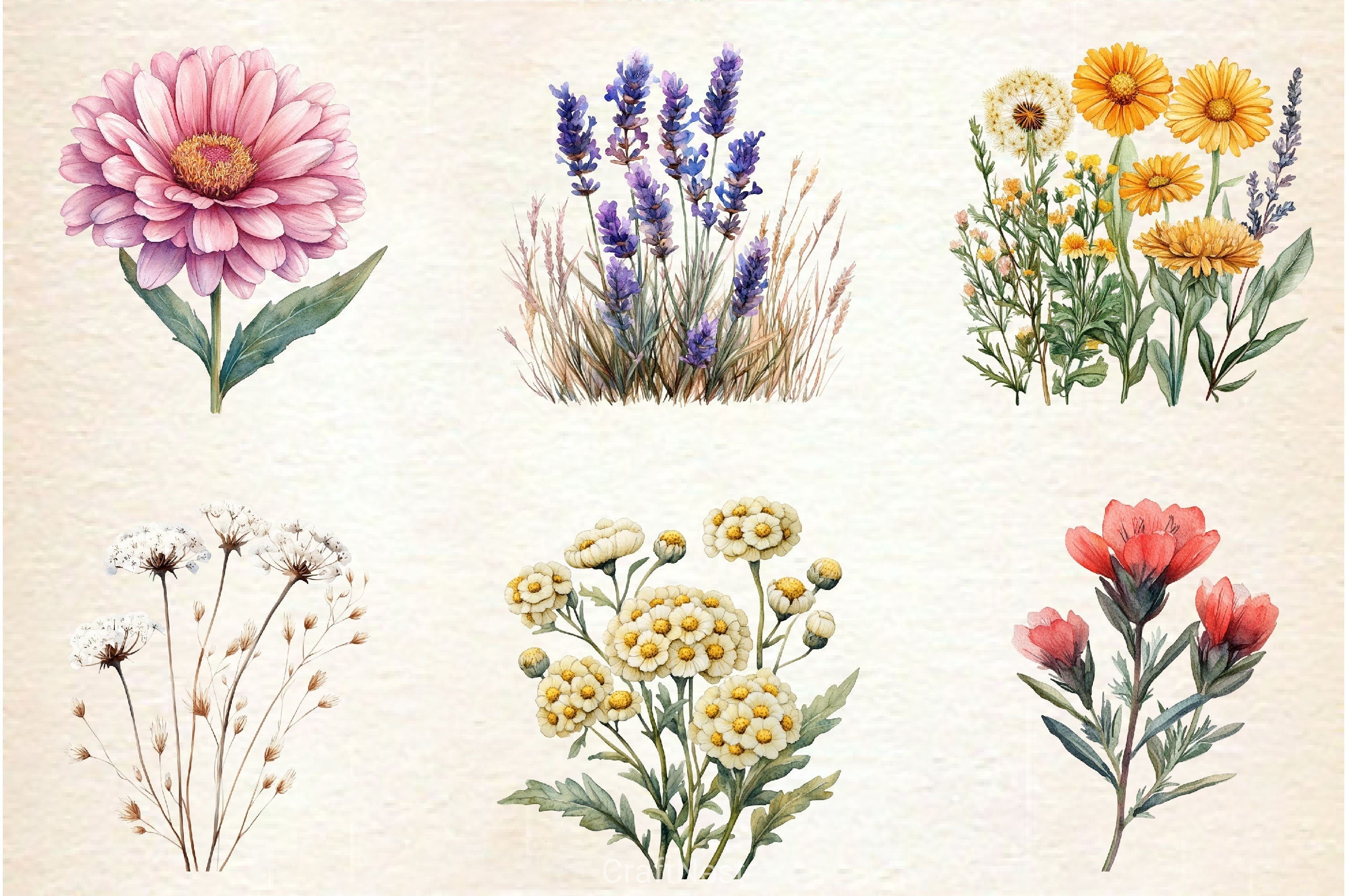 Autumn Wildflowers Clipart Bundle 9