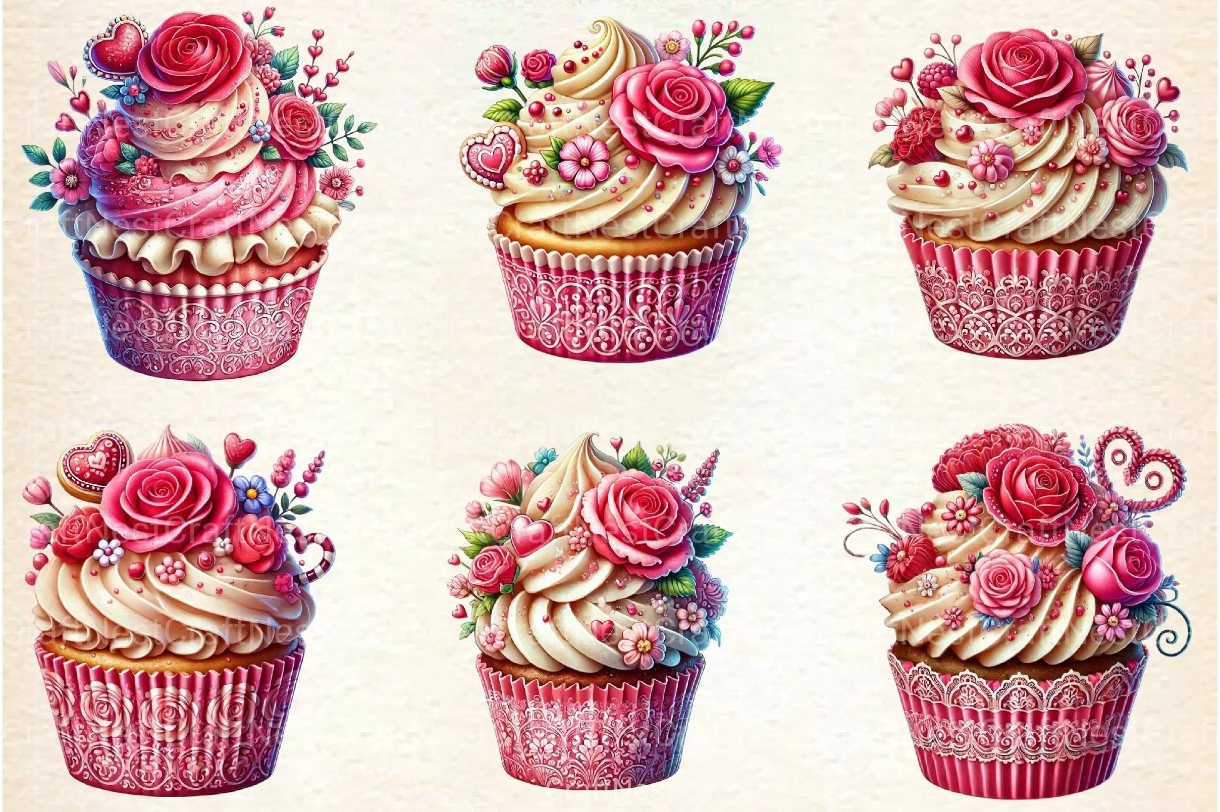 Valentine Cupcake Clipart Bundle 68 - CraftNest - Digital Crafting and Art