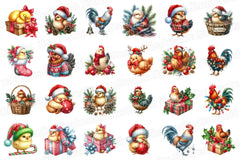 Christmas Chicken Clipart Bundle: Rooster & Hen Collection - CraftNest - Digital Crafting and Art