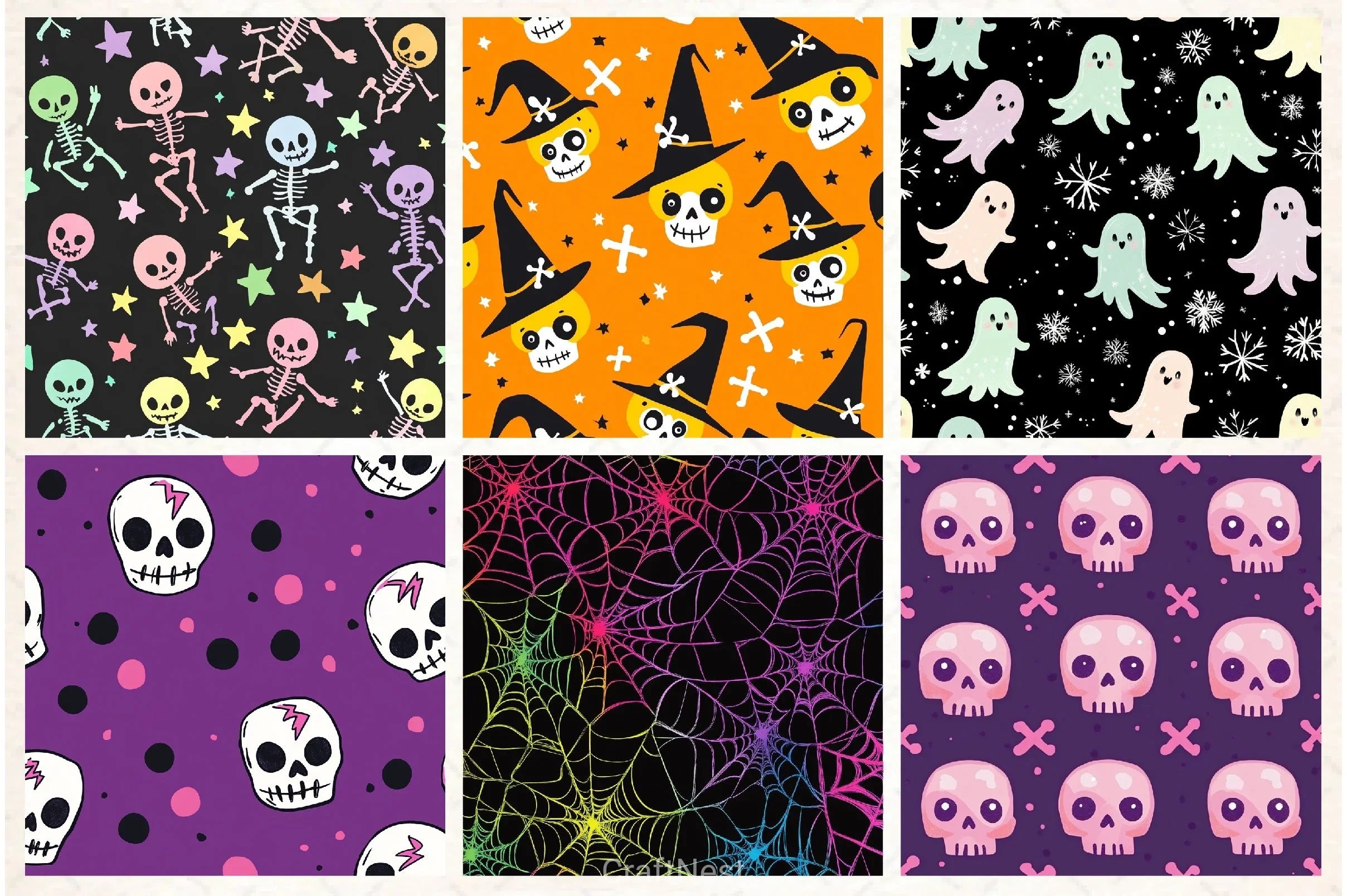 Happy Cute Halloween Seamless Pattern - CraftNest - Digital Crafting and Art
