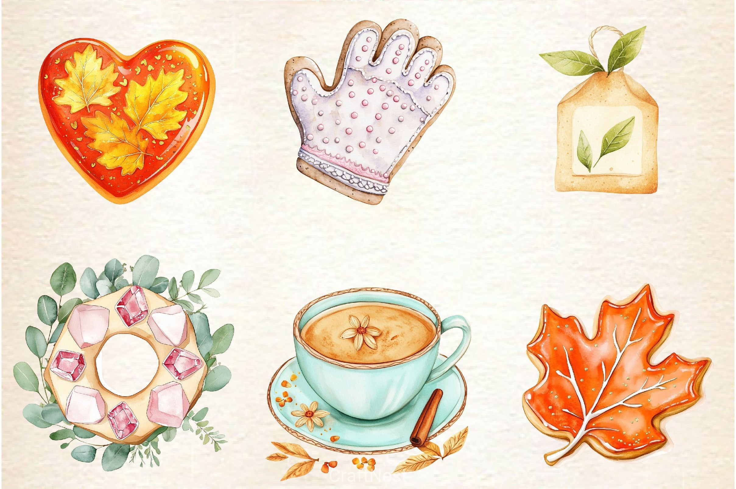 Autumn Bridal Tea Party Clipart Bundle