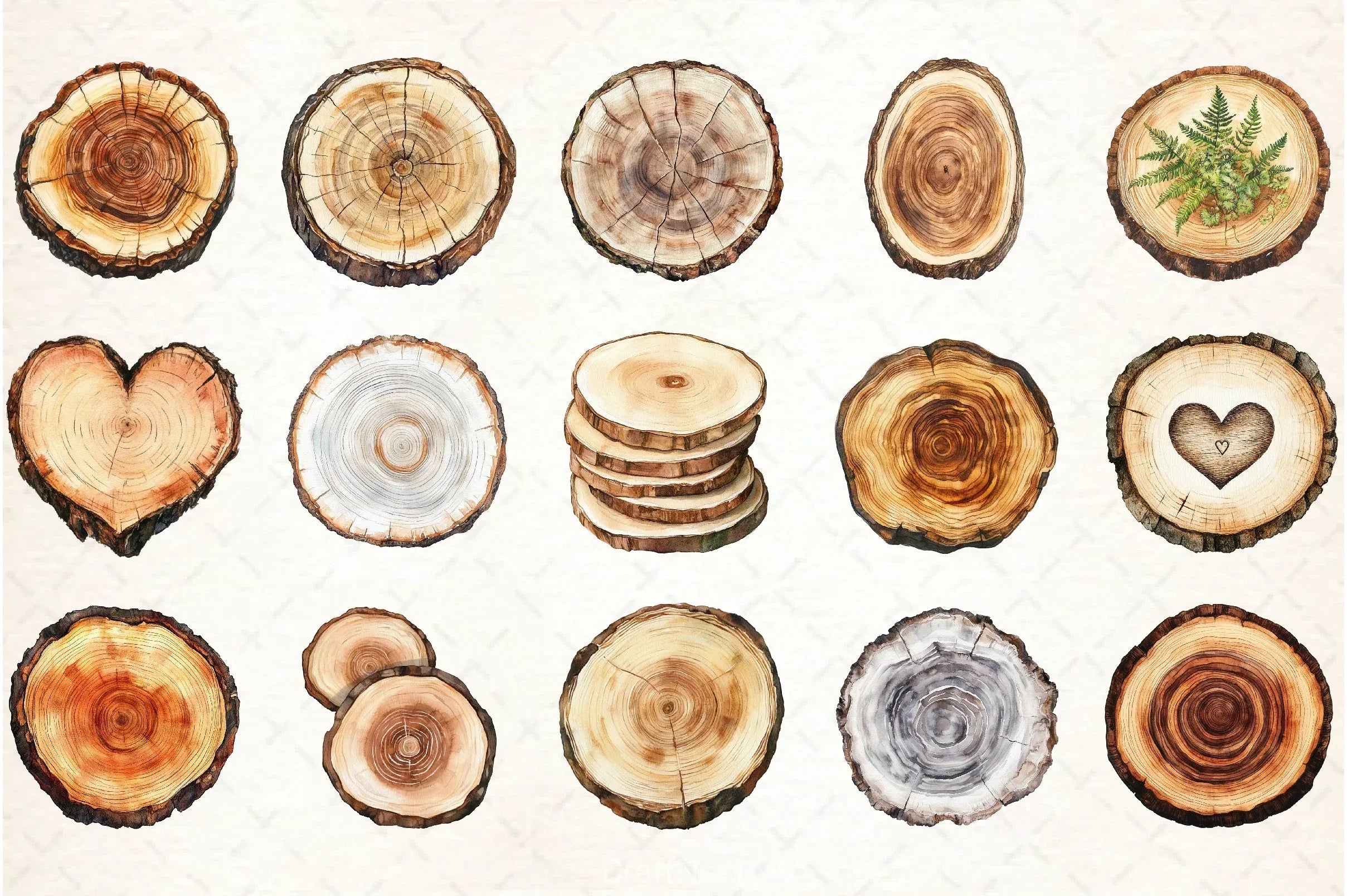 Wood Slice Clipart Bundle - CraftNest - Digital Crafting and Art