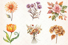 Fall Flower Clipart Bundle 2 - CraftNest - Digital Crafting and Art