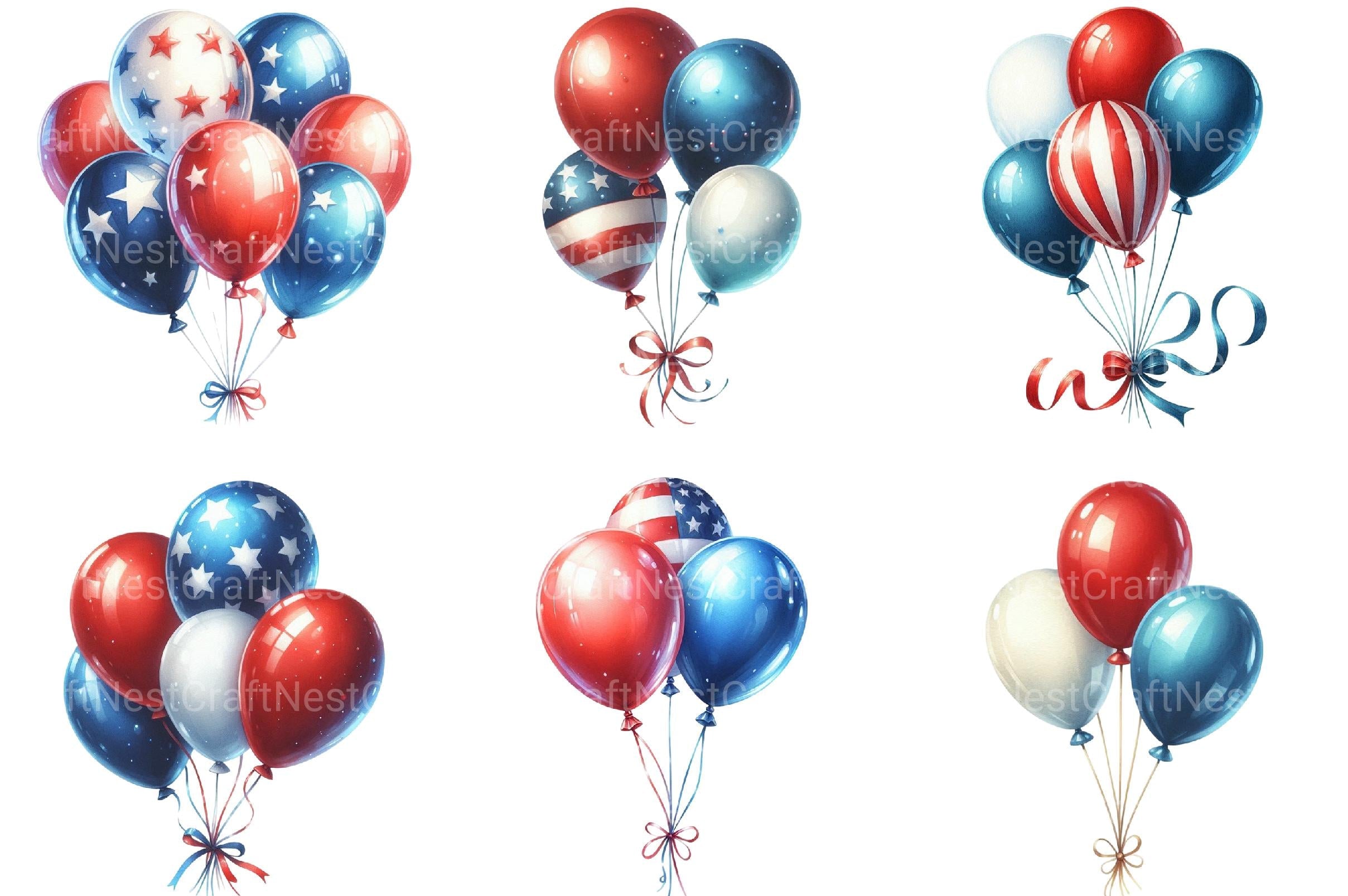 American 4th of July Party Balloons Clipart