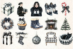 Black & White Christmas Clipart Bundle 2 - CraftNest - Digital Crafting and Art