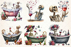Skeleton Wine Clipart Bundle - CraftNest - Digital Crafting and Art