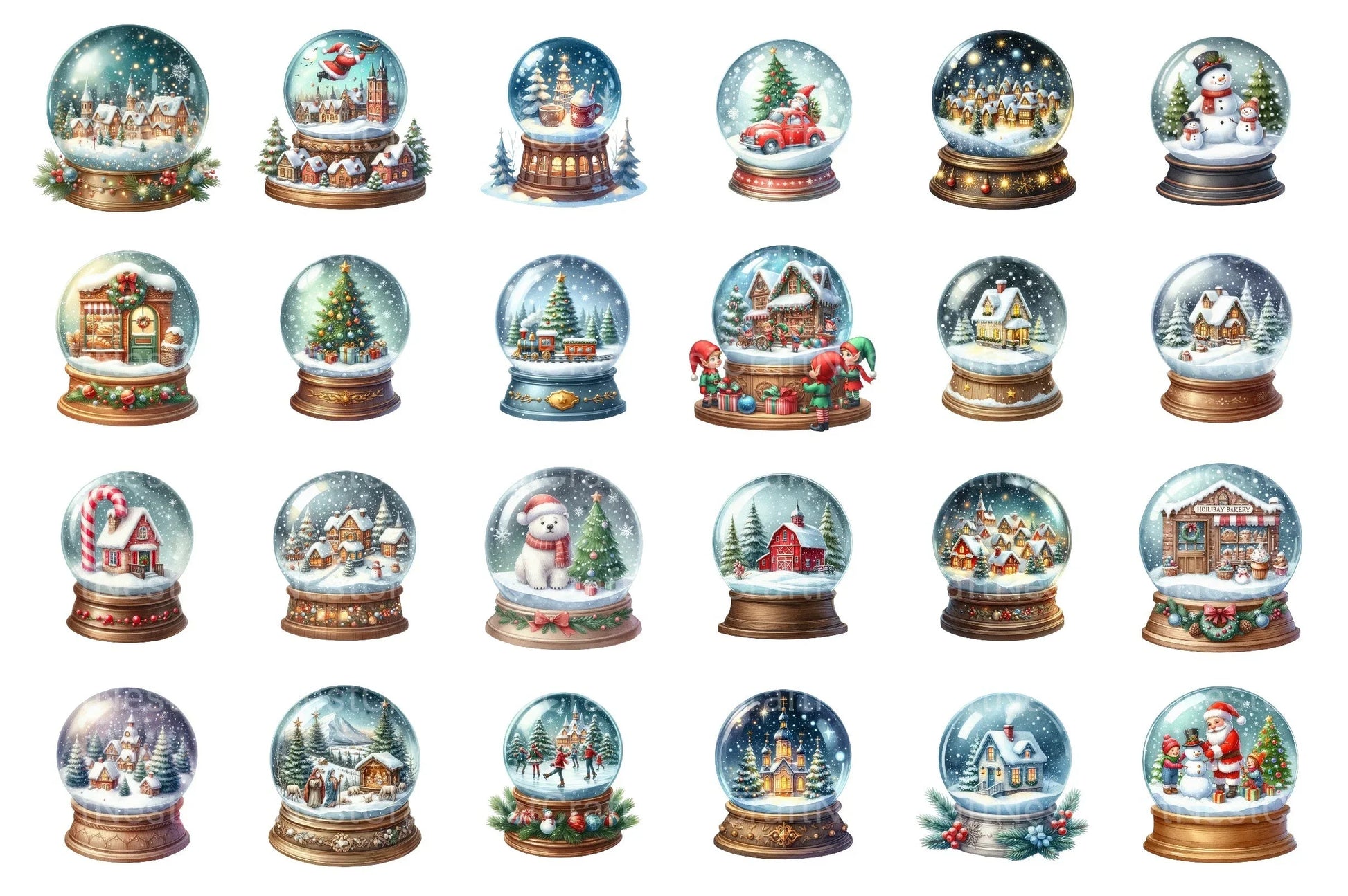 Christmas Snowglobe Village Clipart Bundle - CraftNest - Digital Crafting and Art