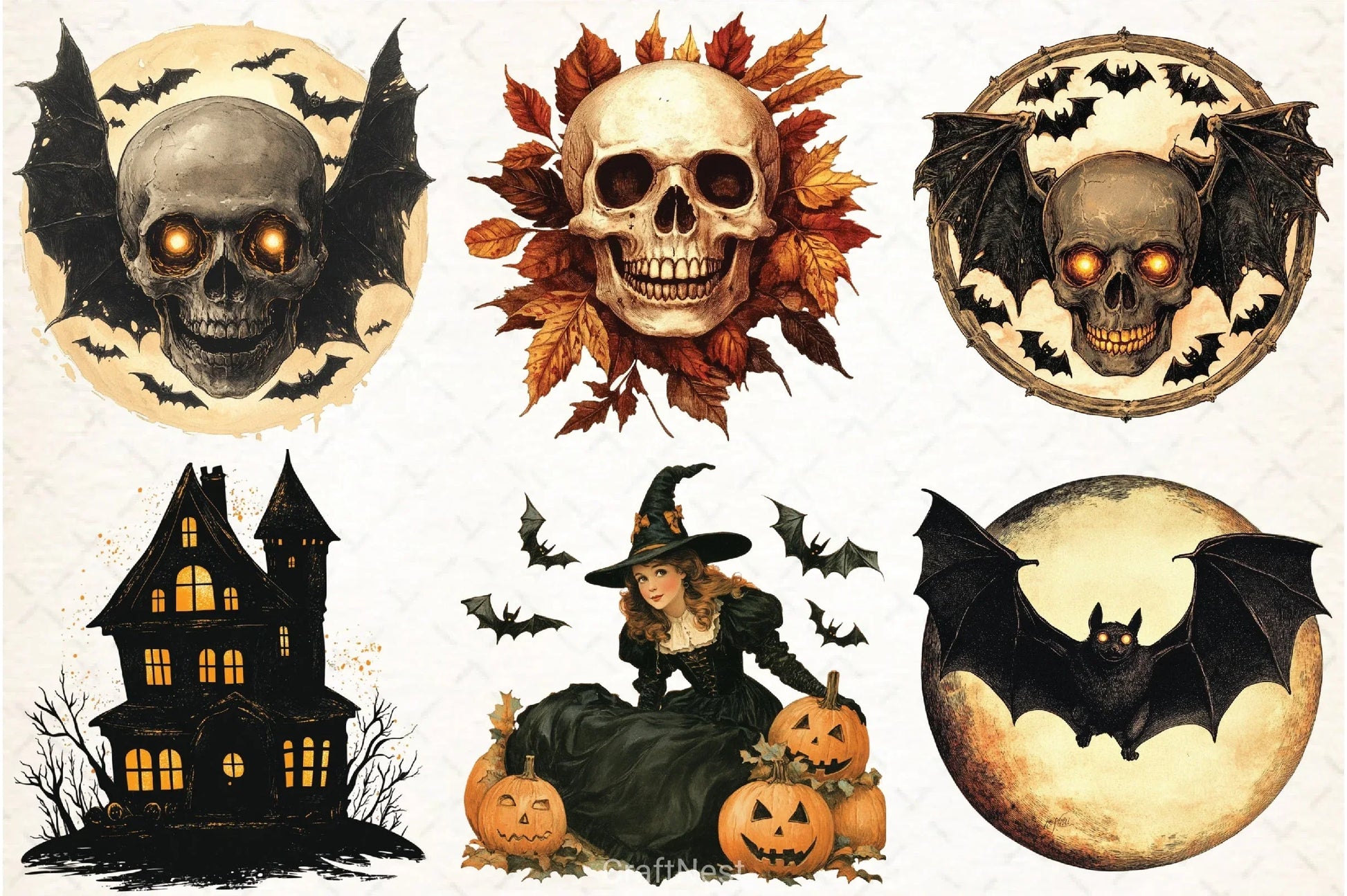 Vintage Halloween Clipart Bundle 13 - CraftNest - Digital Crafting and Art