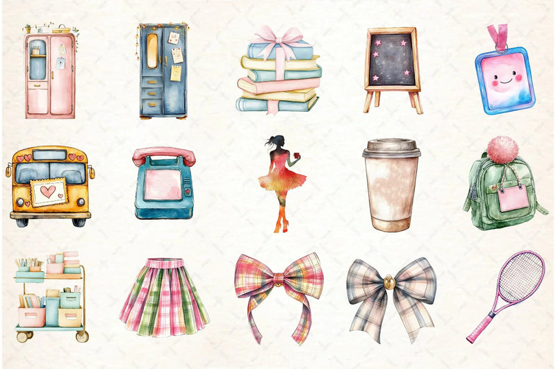 Preppy Back To School Clipart Bundle - CraftNest - Digital Crafting and Art
