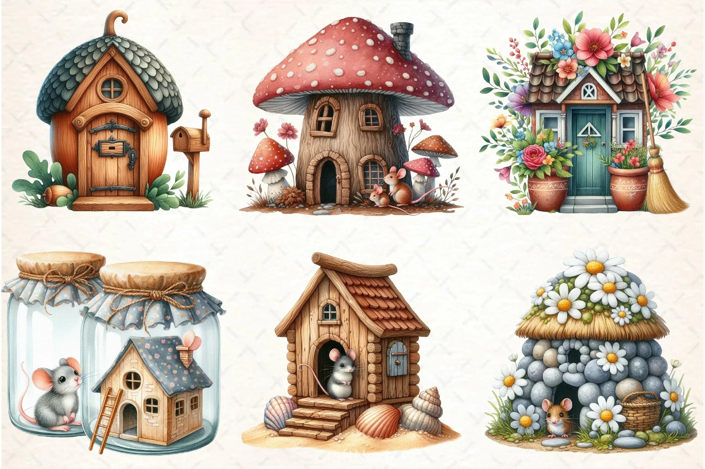 Mouse House Clipart Bundle 2 - CraftNest - Digital Crafting and Art