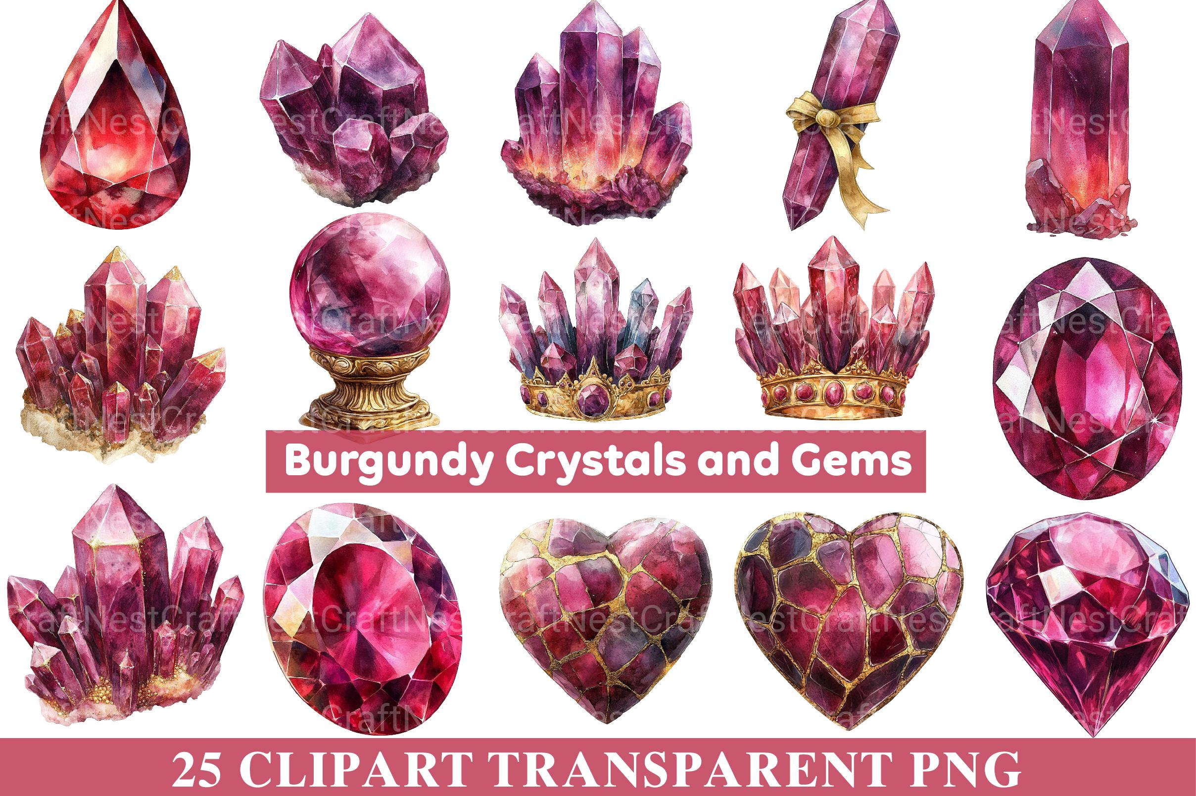 Burgundy Crystals and Gems Clipart