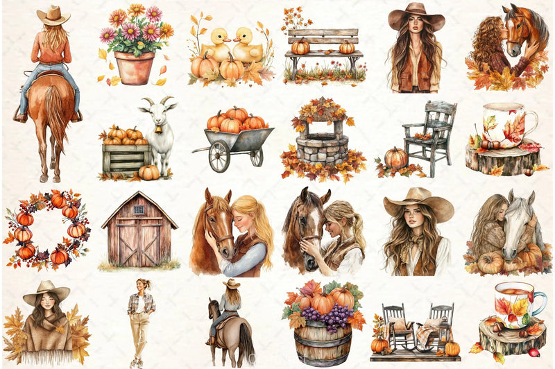 Autumn Farm Clipart Bundle - CraftNest - Digital Crafting and Art