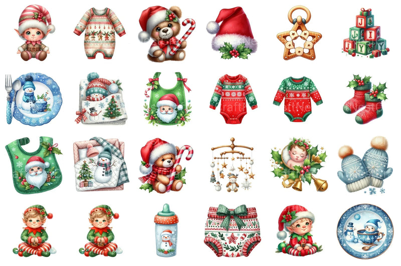 Christmas Baby Shower Clipart Bundle - CraftNest - Digital Crafting and Art