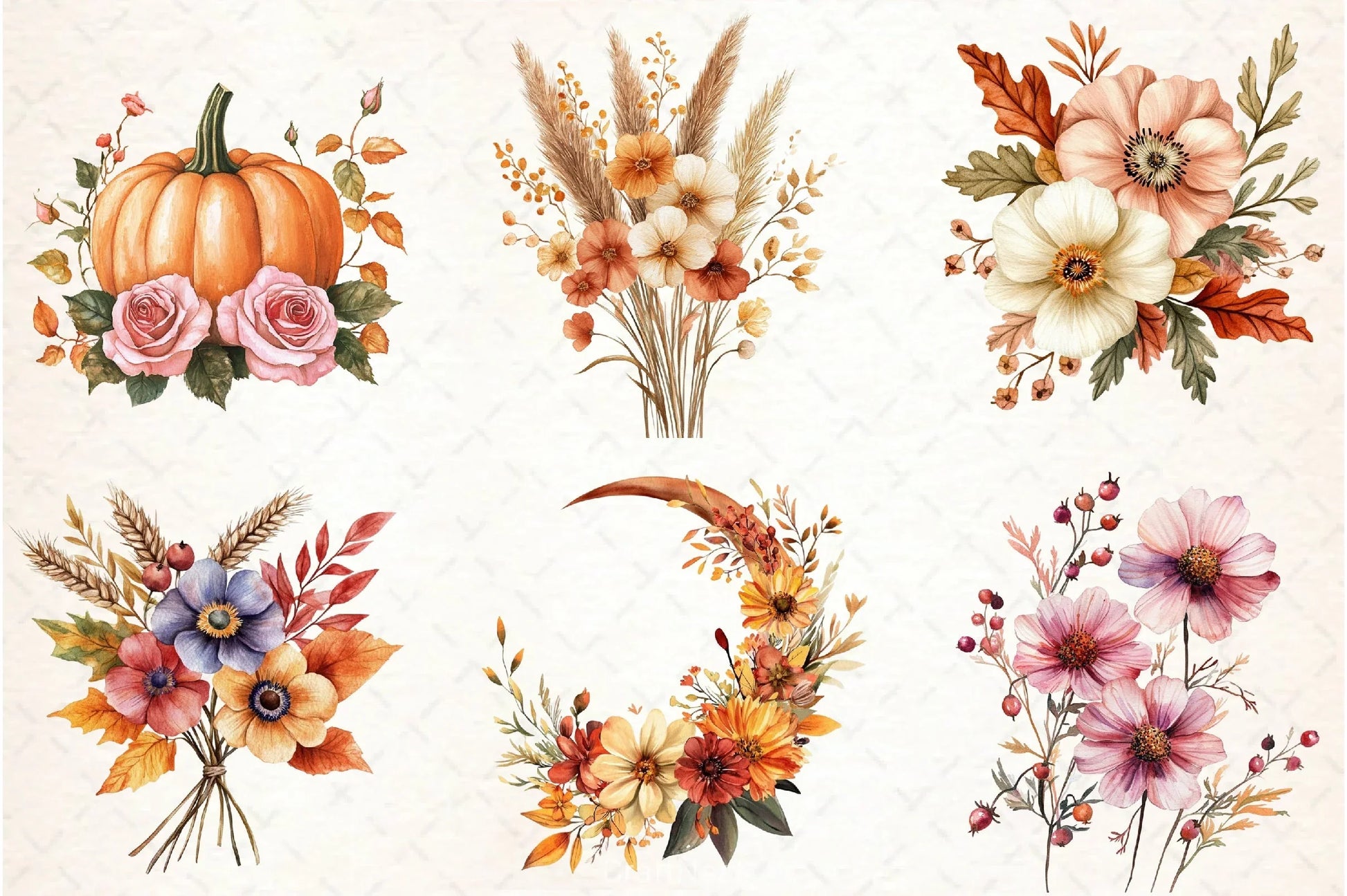 Autumn Flower & Pumpkin Clipart Bundle - CraftNest - Digital Crafting and Art
