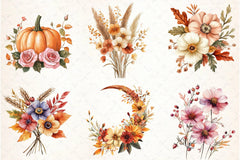 Autumn Flower & Pumpkin Clipart Bundle - CraftNest - Digital Crafting and Art