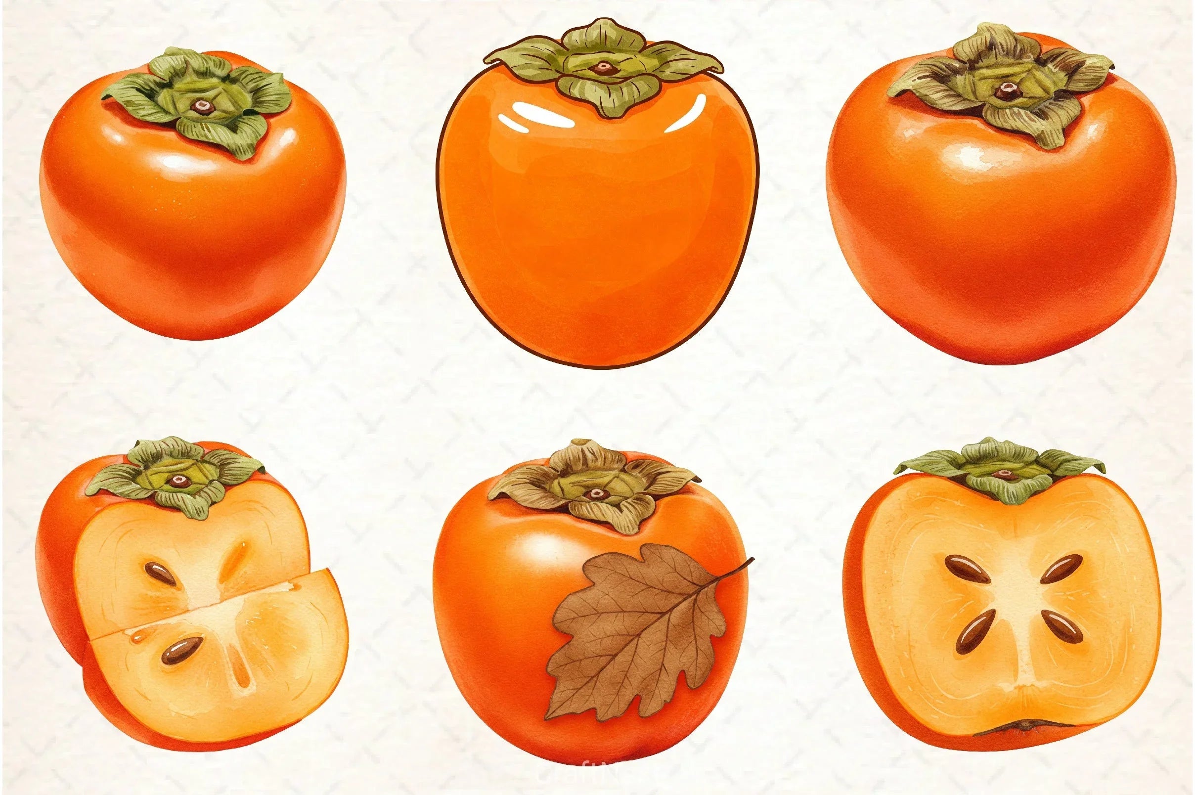 Persimmon Fruit Clipart Bundle 1 - CraftNest - Digital Crafting and Art