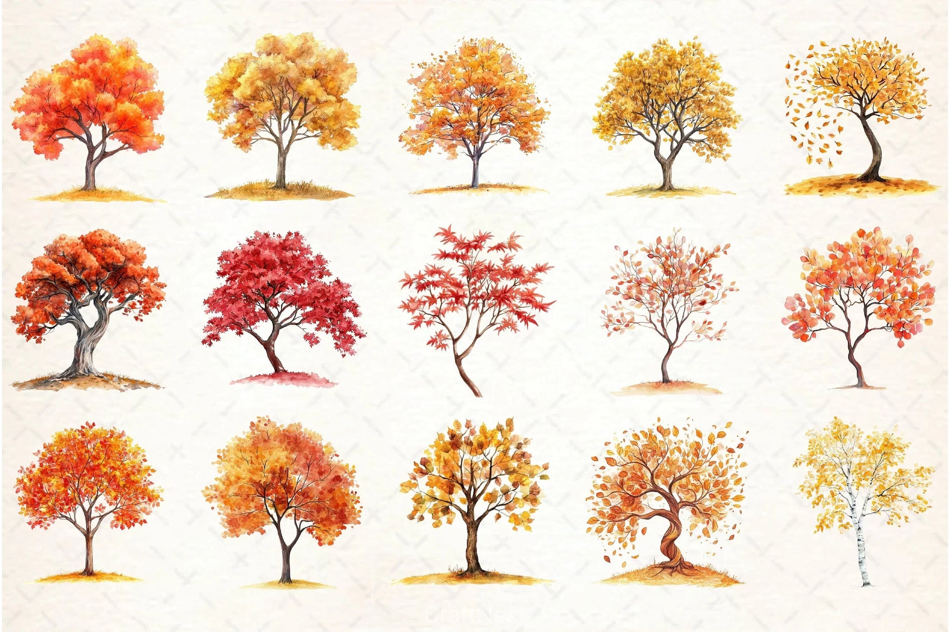 Autumn Trees Clipart Bundle 6 - CraftNest - Digital Crafting and Art