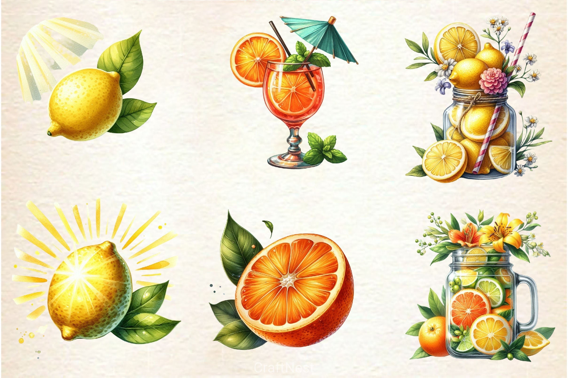 Summer Citrus Clipart Bundle 4