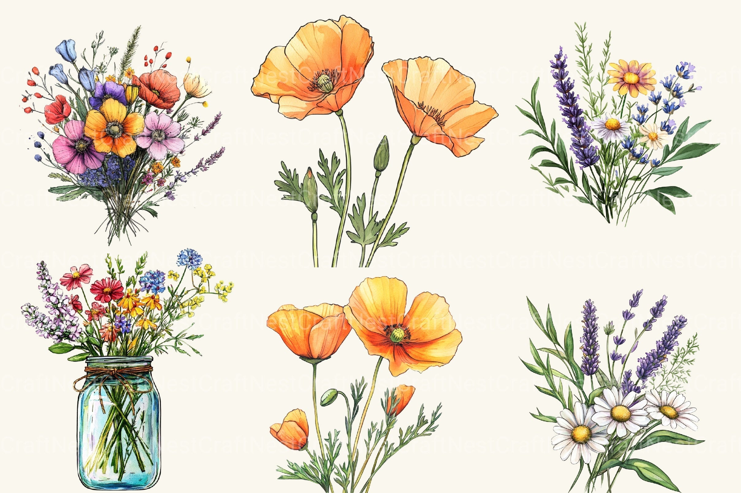 Wild Floral Clipart Bundle