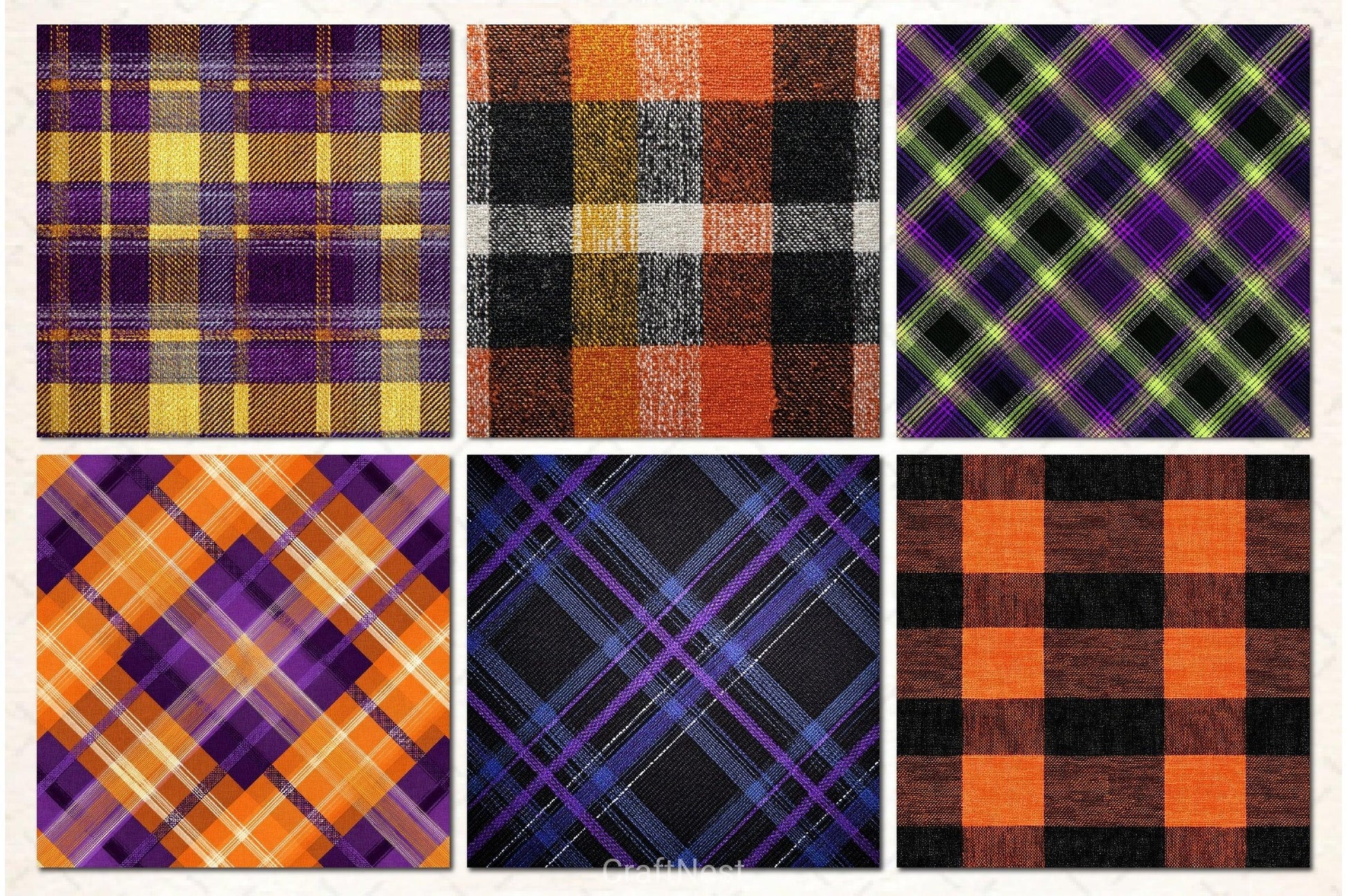 Plaid Halloween Digital Papers - CraftNest - Digital Crafting and Art
