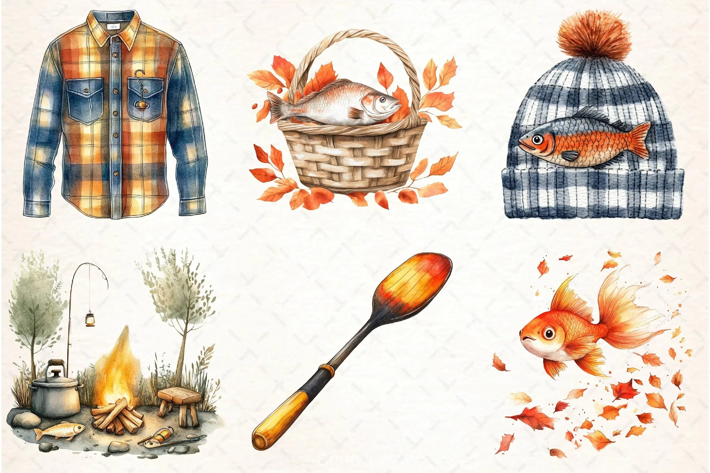 Fall Fishing Clipart Bundle - CraftNest - Digital Crafting and Art