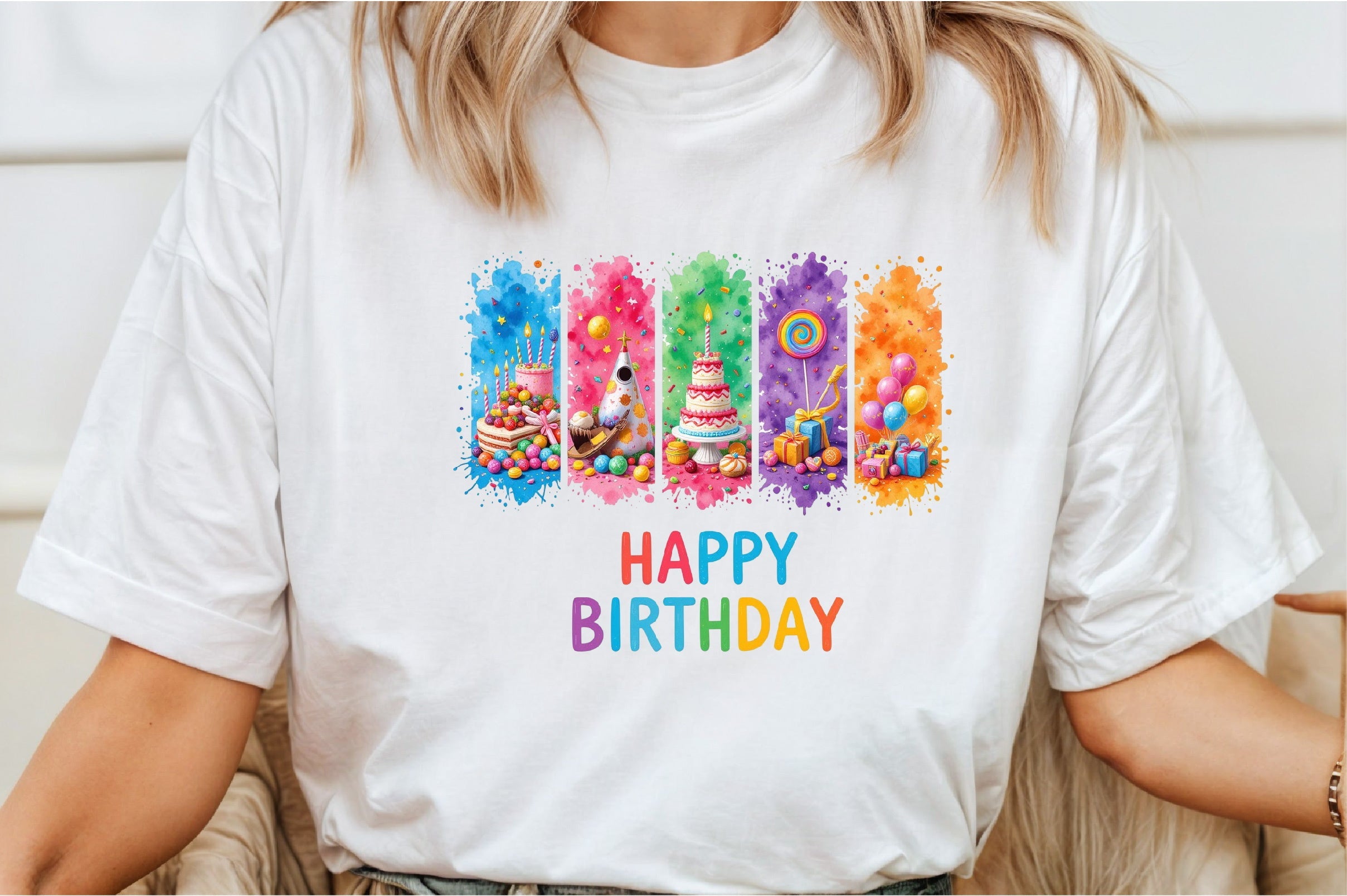 Happy Birthday Brushstroke Design Clipart Bundle