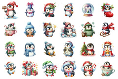 Winter Penguin Christmas Clipart Bundle - CraftNest - Digital Crafting and Art