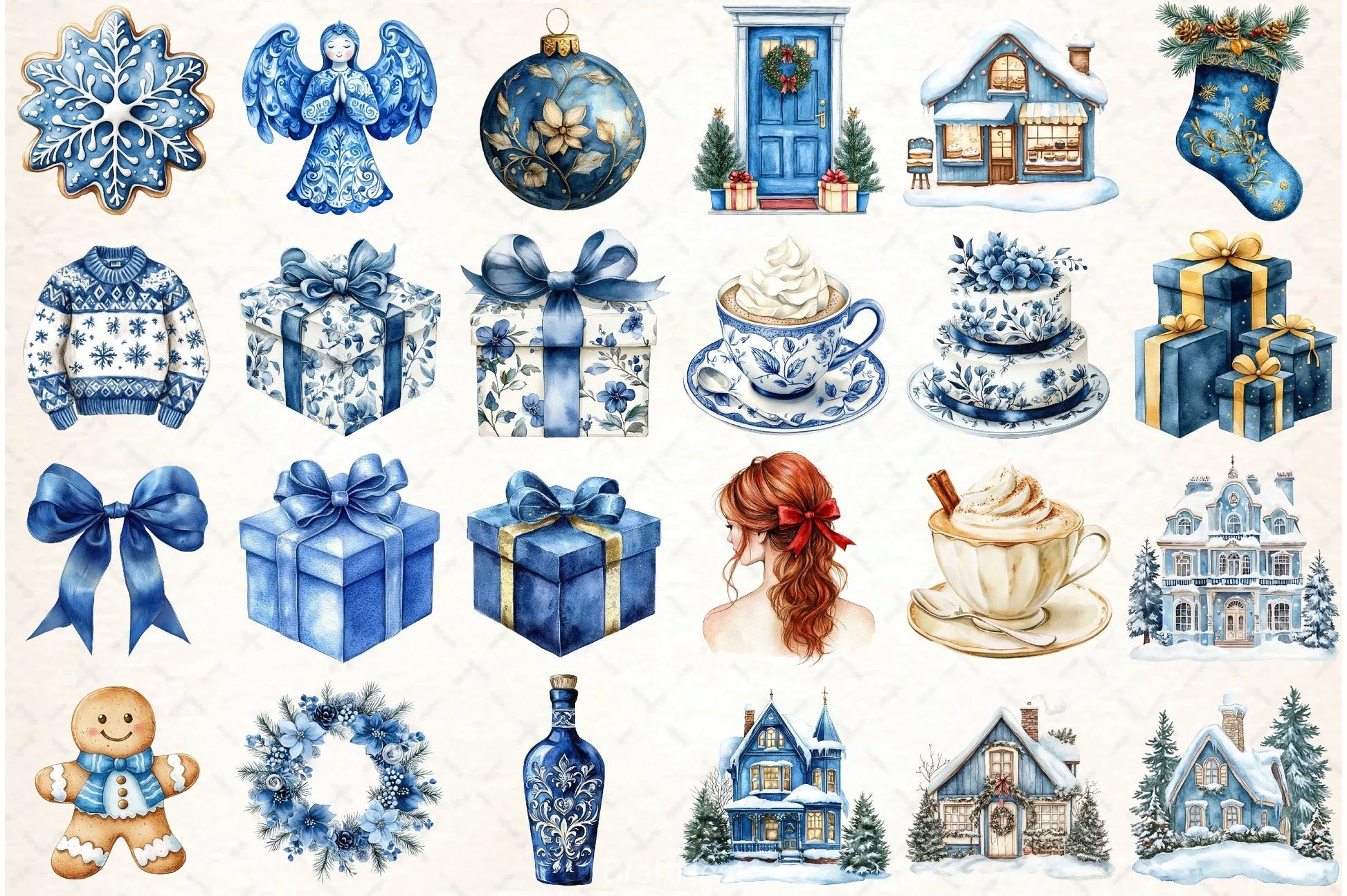 Blue Royalty Christmas Clipart Bundle - CraftNest - Digital Crafting and Art