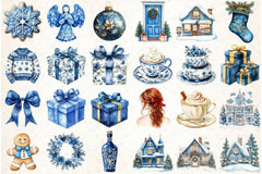Blue Royalty Christmas Clipart Bundle - CraftNest - Digital Crafting and Art