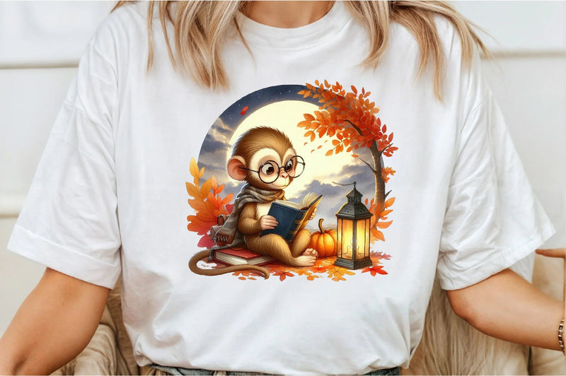 Cute Autumn Monkey Clipart Bundle - CraftNest - Digital Crafting and Art