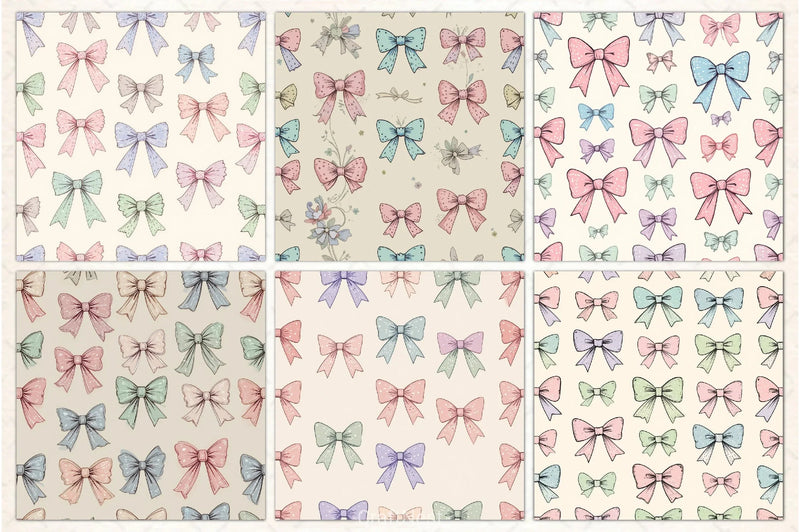 Pastel Coquette Bows Pattern Paper - CraftNest - Digital Crafting and Art