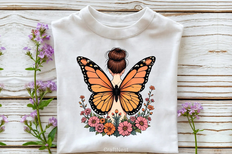 Butterfly Woman Flowers Clipart Bundle - CraftNest - Digital Crafting and Art