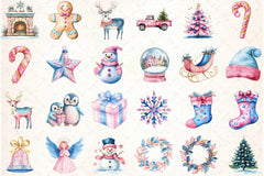 Pink & Blue Christmas Clipart Bundle - CraftNest - Digital Crafting and Art