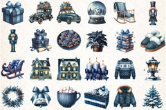 Navy Blue Winter Clipart Bundle - CraftNest - Digital Crafting and Art