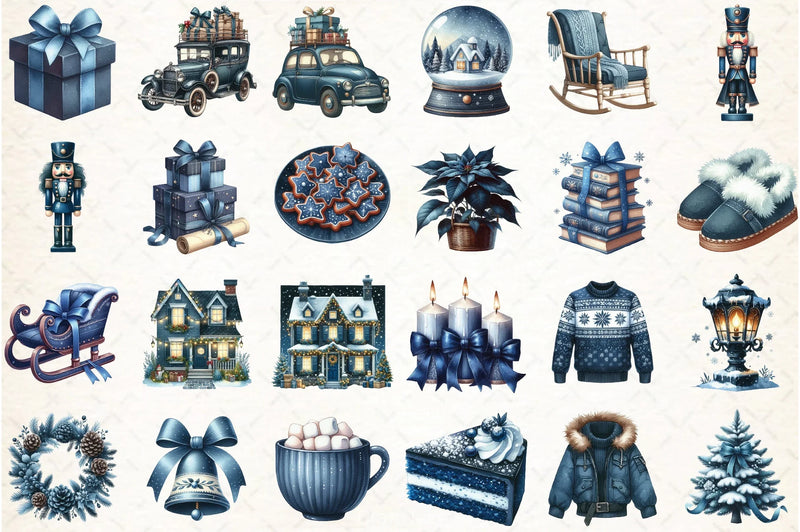 Navy Blue Winter Clipart Bundle - CraftNest - Digital Crafting and Art