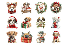 Vintage Santa Paws Retro Christmas Puppy Clipart Bundle - CraftNest - Digital Crafting and Art
